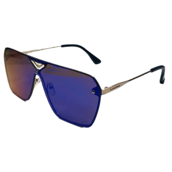 6041 | Green Mirrored Rimless Shield Sunglasses - Picture 3 of 5